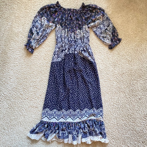 SALONI Off the Shoulder Silk Dress Sz 4 or Small - Picture 3 of 11